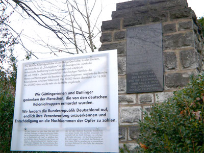 Kolonialdenkmal Göttingen mit Tafel