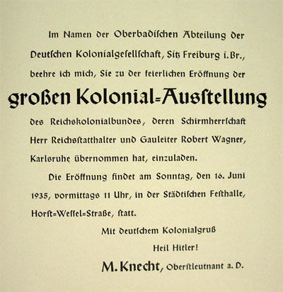 Kolonialausstellung Einladung 2